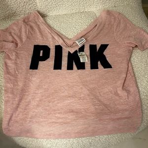 Pink crop jersey top
